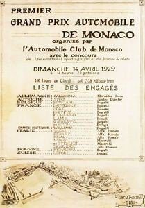 1929 GP Monaco-Affiche liste des engagés @DR