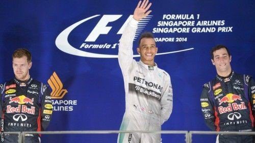 johnny rives,grand prix de singapour f1 2014,lewis hamilton,sebastian vettel,daniele ricciardo,jean-eric vergnes