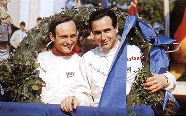 Chris Amon et Lorenzo Bandini vainqueurs des 1000 km de Monza en avril 1967 @ DR