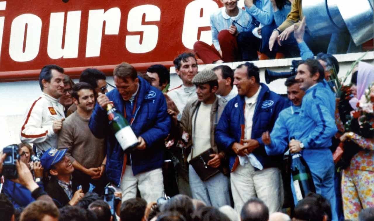 Dan-Gurney-AJ-Foyt-Le-Mans-Victory-Champagne