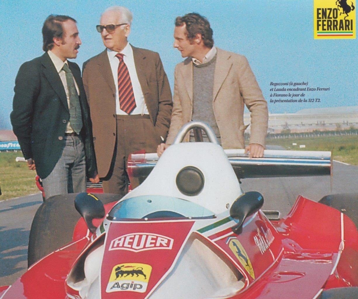 Enzo Ferrari - Clay Regazzoni - Niki Lauda 1976 @ DR