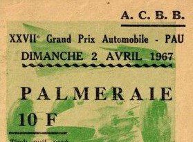 Billets d'entrée Pau 1967