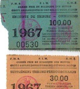 Billets d'entrée Spa 1967