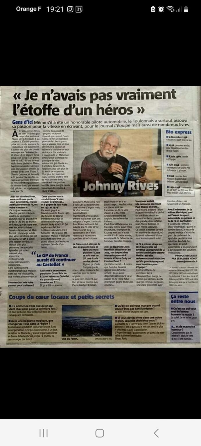 Une passion terrible, la vitesse par Johnny Rives - Classic Courses